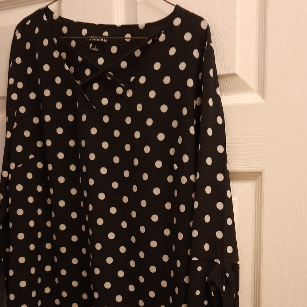 Roz & Ali Black Top with White Dots